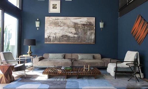 Màu xanh sử dụng cho không gian phòng khách