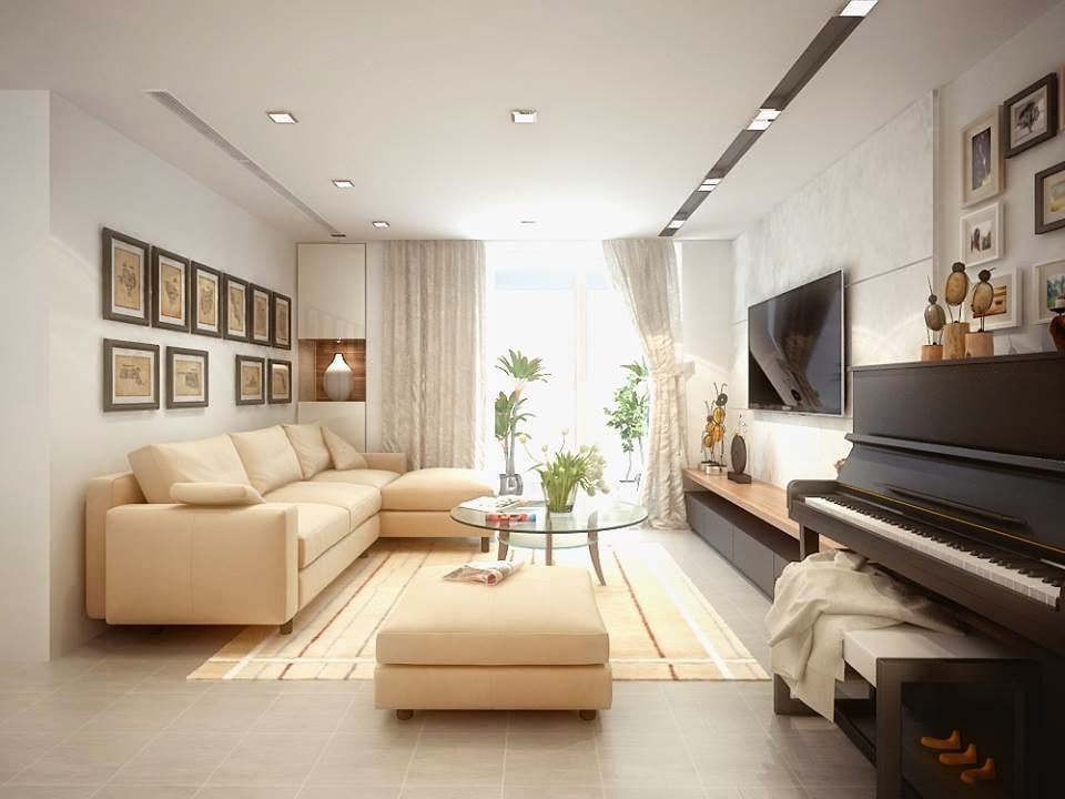 Mẫu nội thất phòng khách chung cư tận dụng tối đa ánh sáng từ thiên nhiên